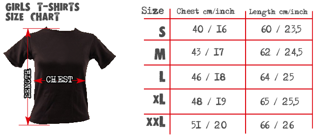 T Shirt Size Chart Girls